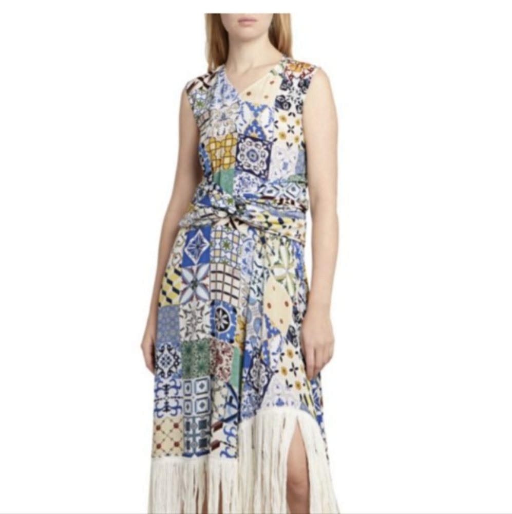 Rokh fr38 US 4-6 fringe Moroccon pattern dress with fringe bottom